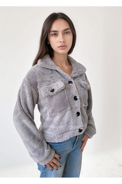 Bled Buttoned Cloud-Soft Women's Plush Jacket with Top Pocket (Wellsoft)