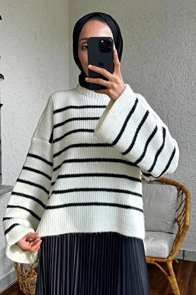 HİFADEN Жіночий трикотажний светр у смужку