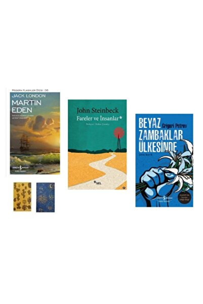 TÜRKİYE İŞ BANKASI KÜLTÜR YAYINLARI Set - Martın Eden - Fareler Ve Insanlar - Beyaz Zambaklar Ülkesinde ( 2 Not Defteri-hediye)