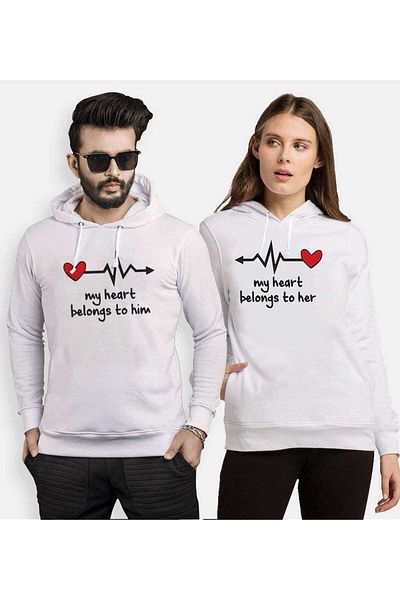 Tshirthane My Heart Belongs To Lover Combinations Hooded Couple Combination