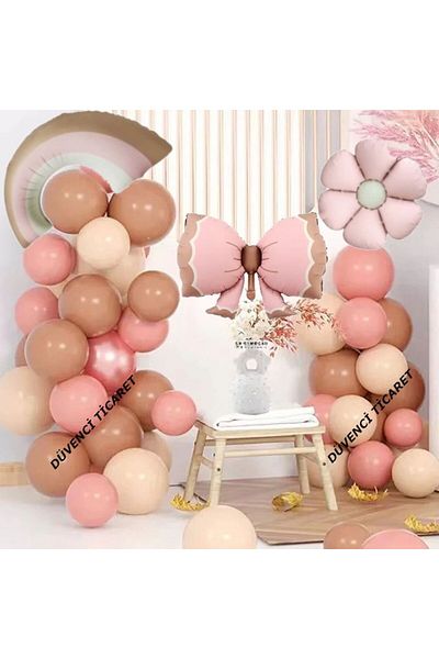DÜVENCİ TİCARET Bow Daisy Rainbow Foil Balloon Balloon Set