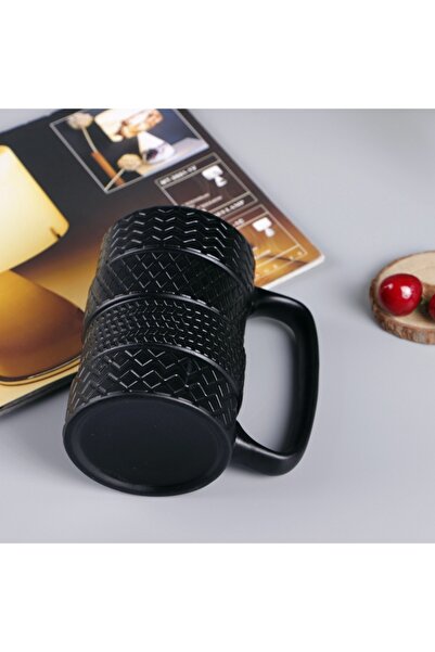 Livava Wheel Porcelain Mug, Black, 12X11