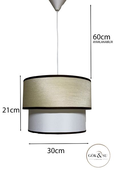 Göksu Lighting Double Deck Double Color Fabric Pvc Pendant Lamp Chandelier Living Room Entrance Hall Kitchen Bathroom