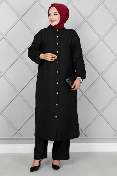 EBRUTESETTÜR طقم مزدوج بأكمام مخططة باللون الأسود