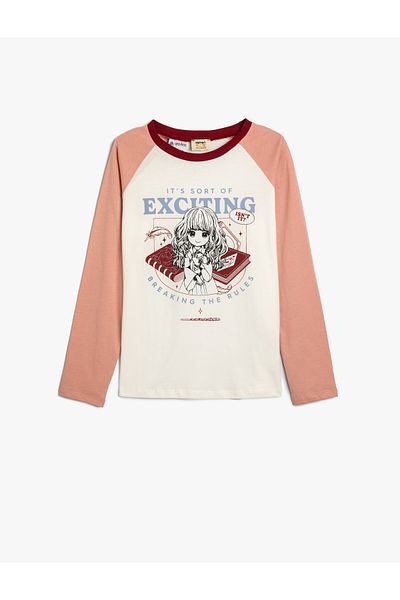 Koton Harry Potter Licensed Long Sleeve Cotton T-shirt - Crew Neck