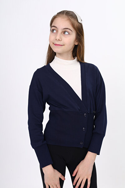 Toontoy Σχολική ζακέτα με κουμπιά για κορίτσια, μισό πλέξη ριμπ