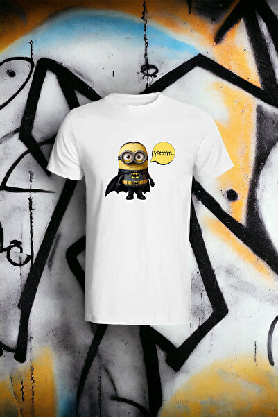 niceworkbynicehands Minion Tasarımlı Özel Koleksiyon Ön Taraf Baskılı Beyaz T...