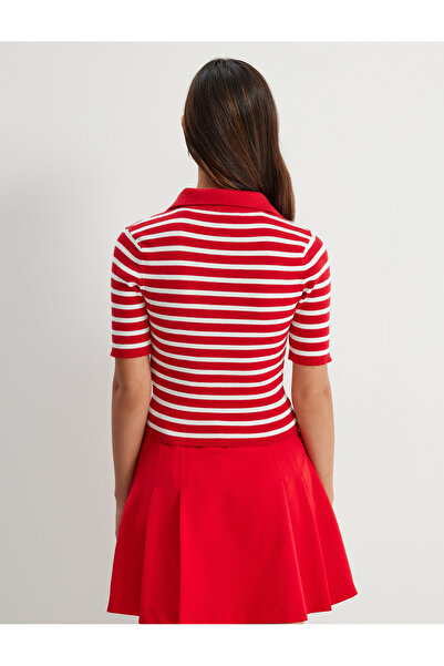 Koton Pulover tricotat cu gât polo amestecat de viscoză - mânecă scurtă