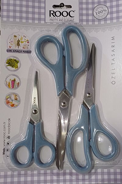 Rooc Blue Handle 3-Piece Special Design Scissors Set