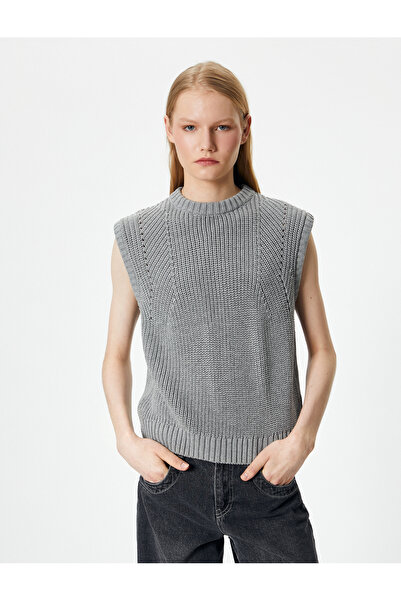 Koton Örgü Süveter Bisiklet Yaka Kolsuz