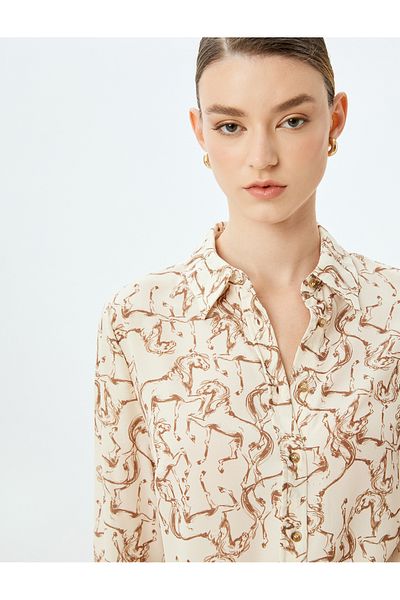 Koton Abstract Print Classic Collar Long Sleeve Shirt