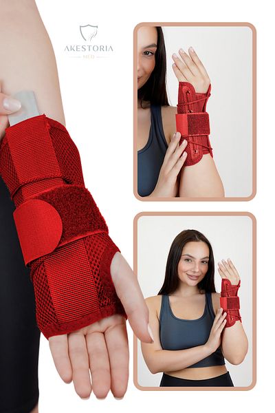 Akestoria Med Airtex Red Left Sided Wrist Splinti - Supporting Corset Ws-0031