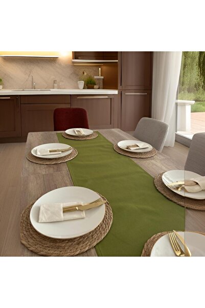 Cedi Premium Runner Masa Örtüsü Yeşil Duck Keten Runner 40 X 150 Cm Ev Dekorasyon