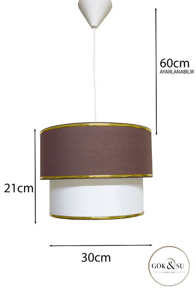 Göksu Lighting Double Deck Double Color Fabric Pvc Pendant Lamp Chandelier Living Room Entrance Hall Kitchen Bathroom
