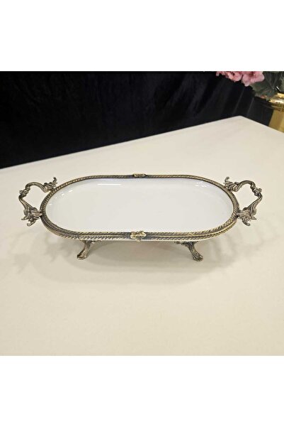 MaviDamla 2 Pieces Founded Cast Edge Framed Porcelain Presentation Holder - Antique Yellow