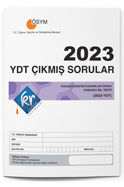 KR Akademi Yayınları 2023 Ydt Çıkmış Sorular Tıpkı Basım Kitapçığı