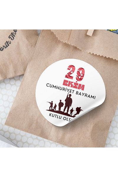 YAPIŞKAN STORE Autocolant covoraș pentru Ziua Republicii 29 octombrie 5x5 Autocolante în formă rotundă 14 bucăți pentru zi specială