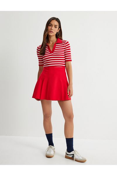 Koton Viscose Blended Polo Neck Sweater - Short Sleeve