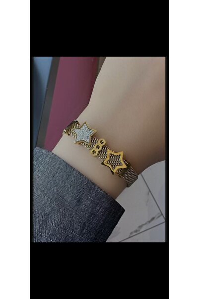 GOLD HASIR YILDIZLI ÇELİK BİLEKLİK