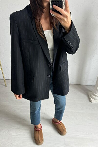 Suzi ΓΥΝΑΙΚΕΙΑ OVERSIZER BOL MOLD ΜΠΛΕ ΡΙΓΕΣ ΜΑΥΡΟ ΜΠΛΑΖΕΡ ΜΠΟΥΦΑΝ STANDARD ΜΕΓΕΘΟΣ 9459