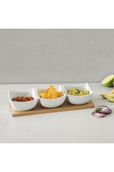 Secret de Gourmet 4-Piece Serving Appetizer Set with Bamboo Tray 160510