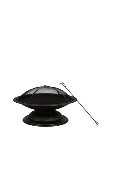 Living Accents Round Fire Pit with Decorative Edge and Mesh Cover 29inch