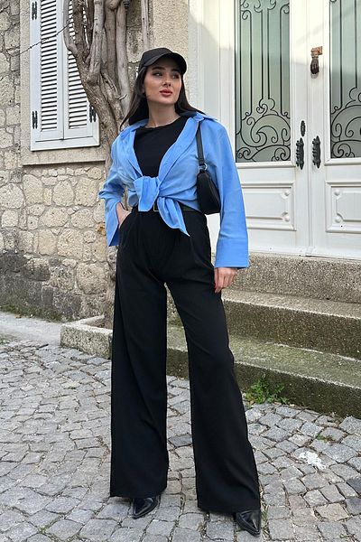 FACETTE Cămașă albastră căptușită pentru femei