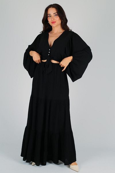 FACETTE طقم بلوزة وتنورة نسائية سوداء