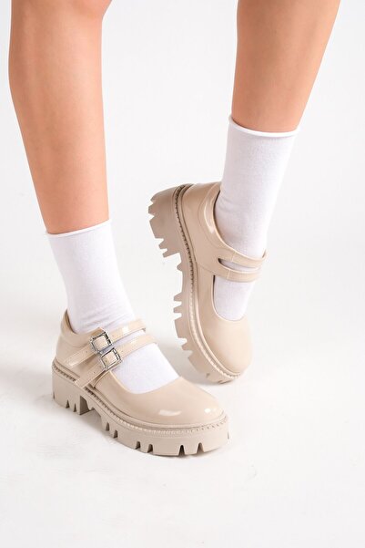 Miel Nude Ten Rugan Mary Jane Rahat Platform Taban Casual Kadın Ayakkabı