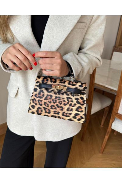 Tina İstanbul Geantă leopard cu accesoriu pentru centură acoperită