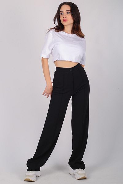 FACETTE Women's Black High Waist Lycra Trousers
