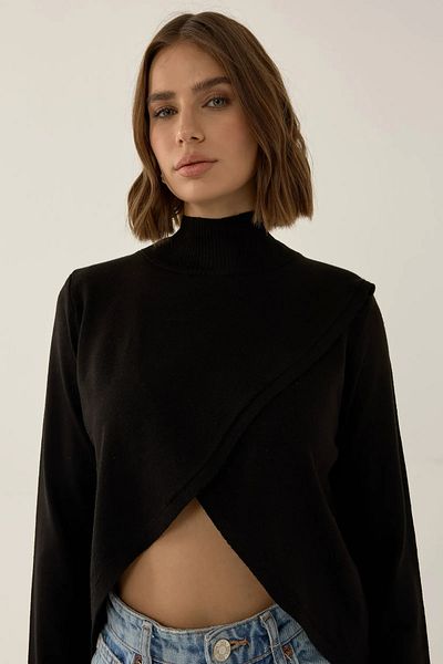 Hiccup Pulover din tricot cu gât turtleneck asimetric