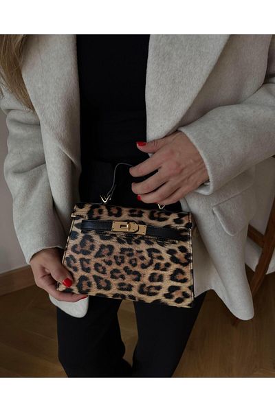 Tina İstanbul Geantă leopard cu accesoriu pentru centură acoperită