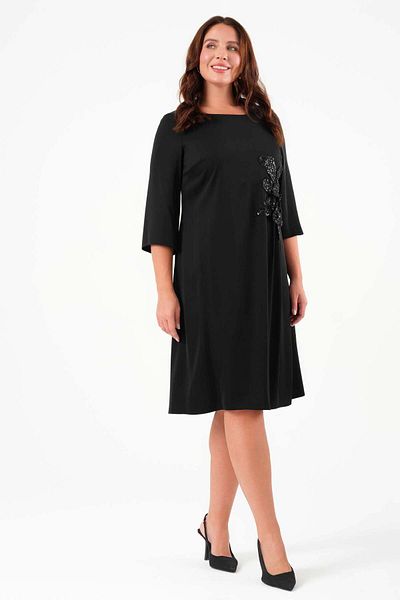 Gemko Sequin Flower Detail Dress on the Waist - Black