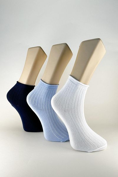 FACETTE Women's Lbm 3 Pairs Short Corded Elasticless Socks