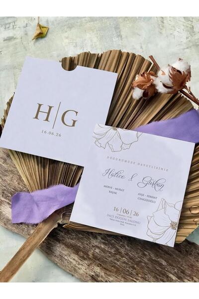 Linvito Kampanyalı Düğün, Nikah, Nişan Davetiyesi (50 Adet)