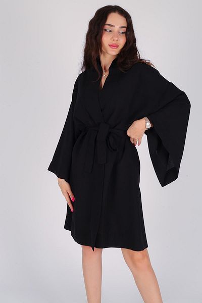 FACETTE Kimono scurt negru - Femei, cu cravată