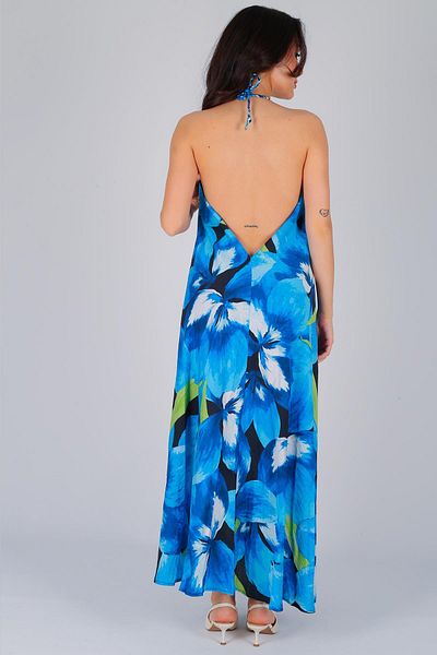 FACETTE Rochie de damă albastră Halter - Decoltat la spate