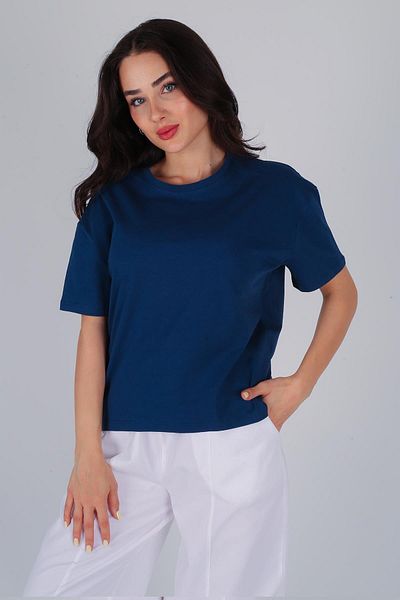 FACETTE Γυναικείο κοντομάνικο μπλουζάκι Navy Blue Basic