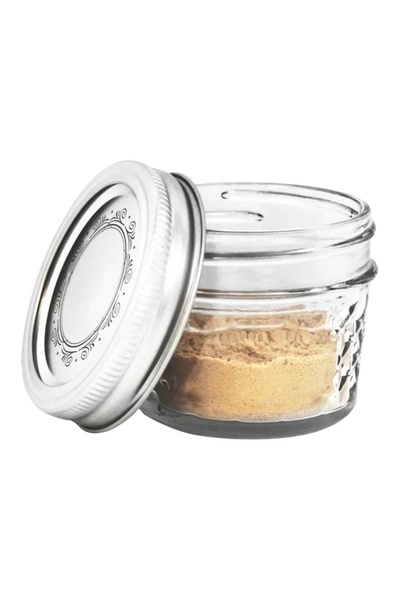 Ball مرطبان جيلي زجاجي كريستالي مبطن مكون من 12 قطعة مع غطاء سعة 118 مل