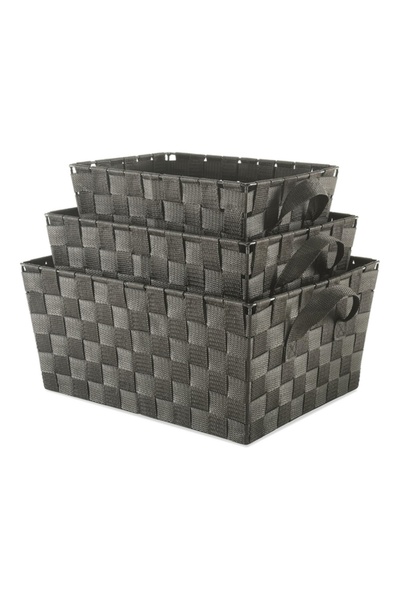 Whitmor 3-Piece Woven Strap Storage Basket Set with Handles