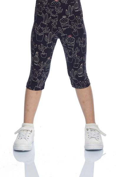 LOVETTI Girl's Patterned Line Art Cactus Knee Length Leggings Capri