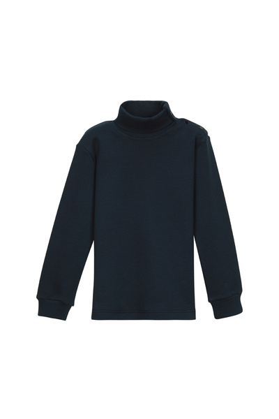 LOVETTI Koyu Lacivert Basic Kız Çocuk Çıtçıtlı Tam Balıkçı Yaka Şardonlu Kışlık Uzun Kollu Tişört