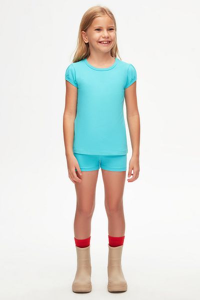 LOVETTI Light TurquoiSe zero CollAr WAtermelon Sleeve T-Shirt for GirlS