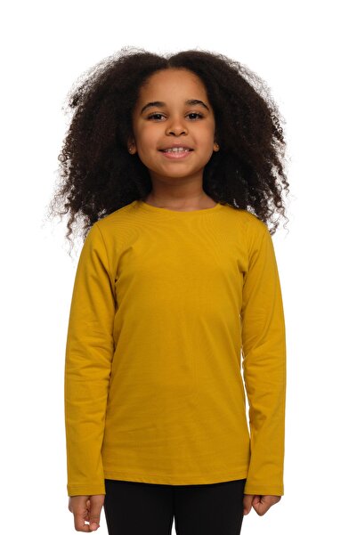 LOVETTI Tricou sezonier pentru copii unisex muștar - decolteu, mânecă lungă