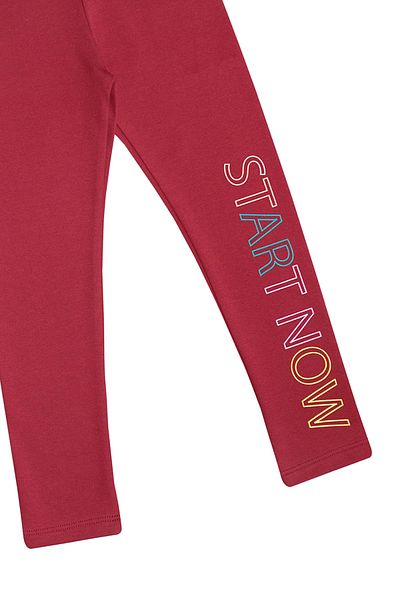 LOVETTI Claret Red Start Now Printed Winter Raised Leggings for Girls