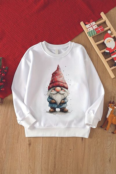 MYADA Hanorac oversize unisex pentru copii cu imprimeu pitic de Crăciun - 23107