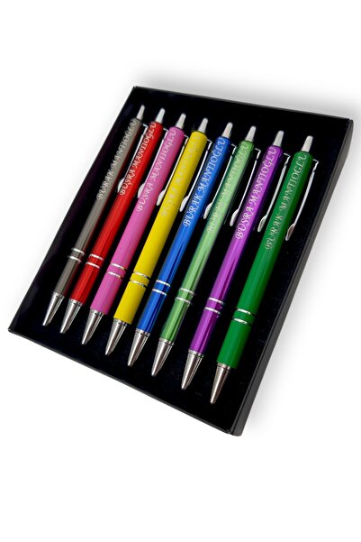 SürLaz Öğretmenler Günü Hediyesi 8 Adet Renkli Tükenmez Kalem Özel Kutusunda ...