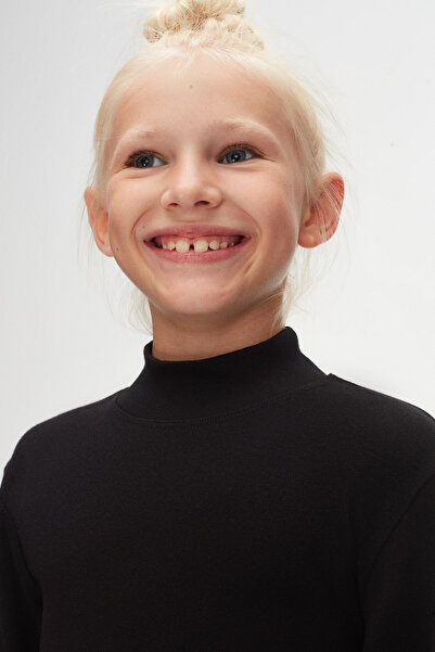 LOVETTI Κοριτσίστικο μαύρο μπλουζάκι - μακρυμάνικο, μισό ζιβάγκο, χειμώνα