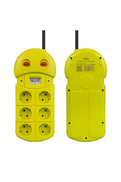 Axe Tools Green Colored 6-Grounded Voltage Display Group Socket with 1.5 Meter Cable Axe3-7H